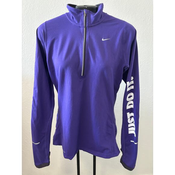 Nike Pullover Top 1/2 Zip Purple 'Just Do It' - Picture 1 of 4